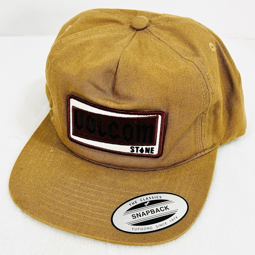 Volcom Stone Patch Logo Hat Cap Adjustable Snapback Brown Outdoors Sports Casual